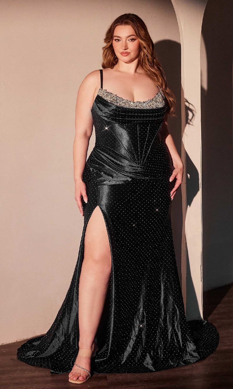 Plus-Size Long Satin Prom Dress: CLCDS529C