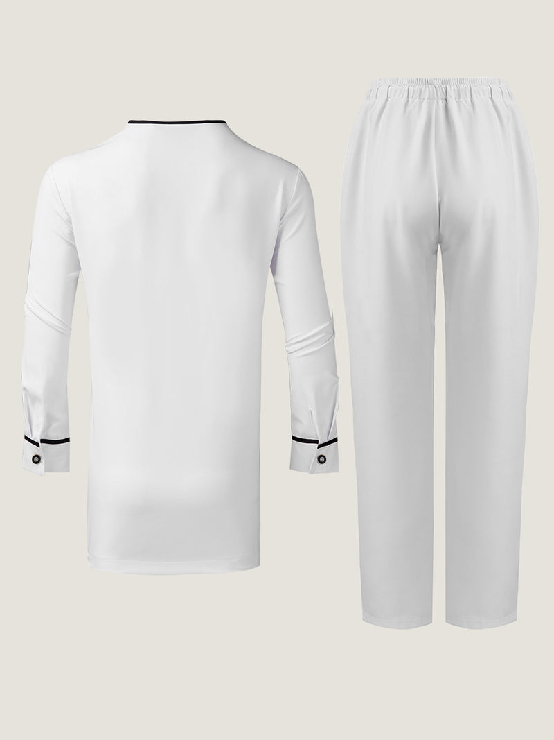 Plus Size Colorblock Long Sleeve Men's Set