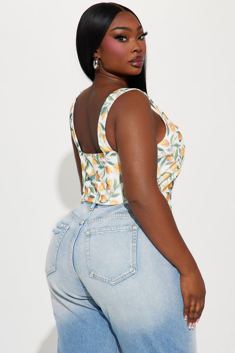 Life Gives You Lemons Corset Top - Ivory/combo