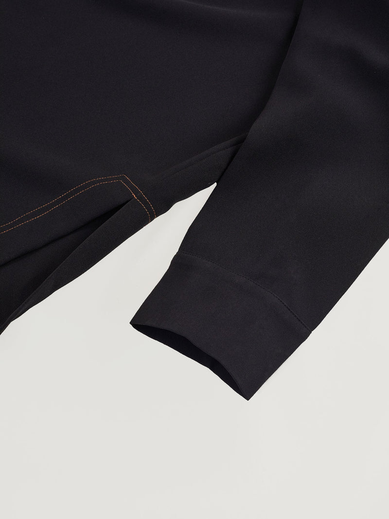 Plus Size Long Sleeve Black Embroidered Men's Set