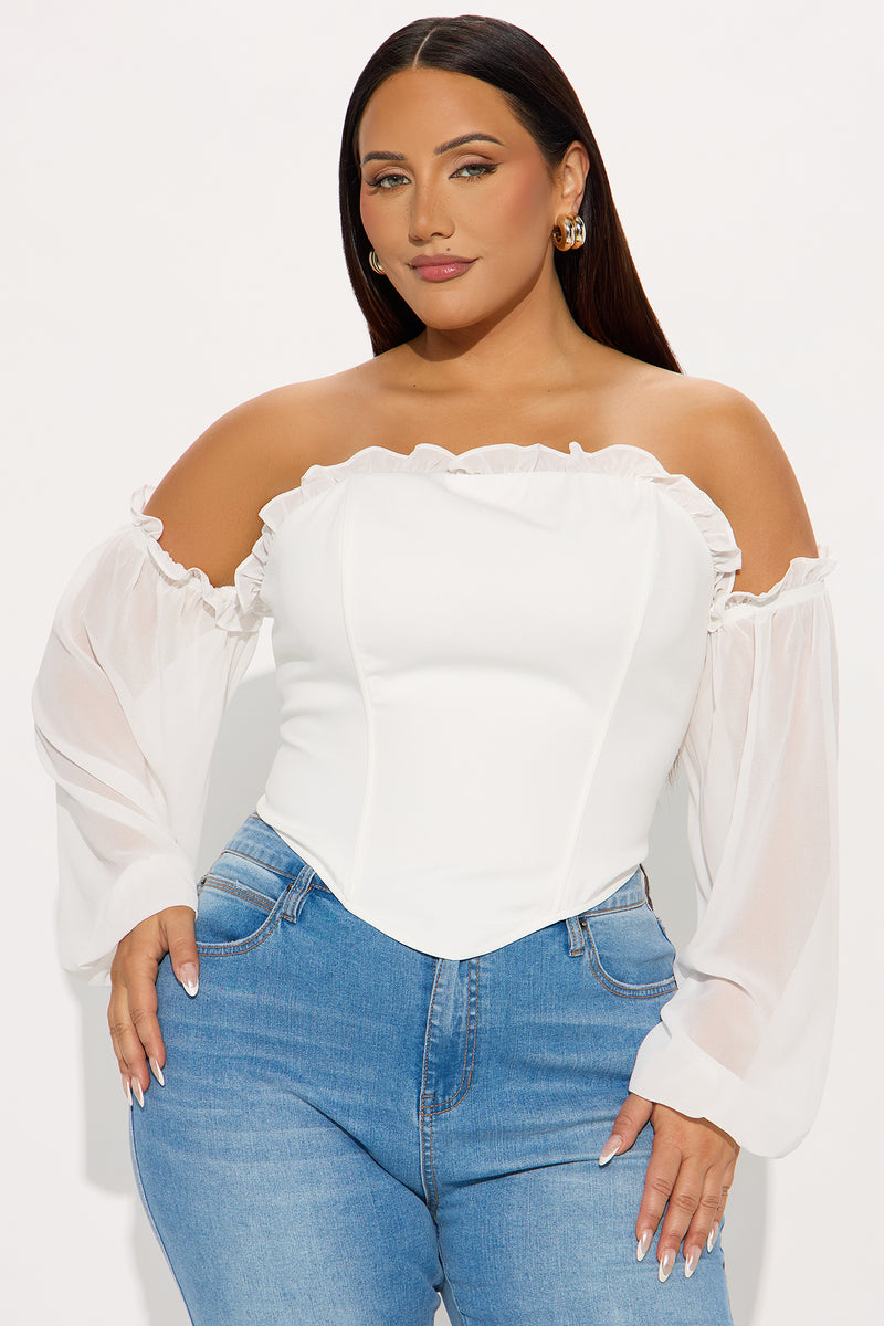Have It All Off Shoulder Corset Top - White