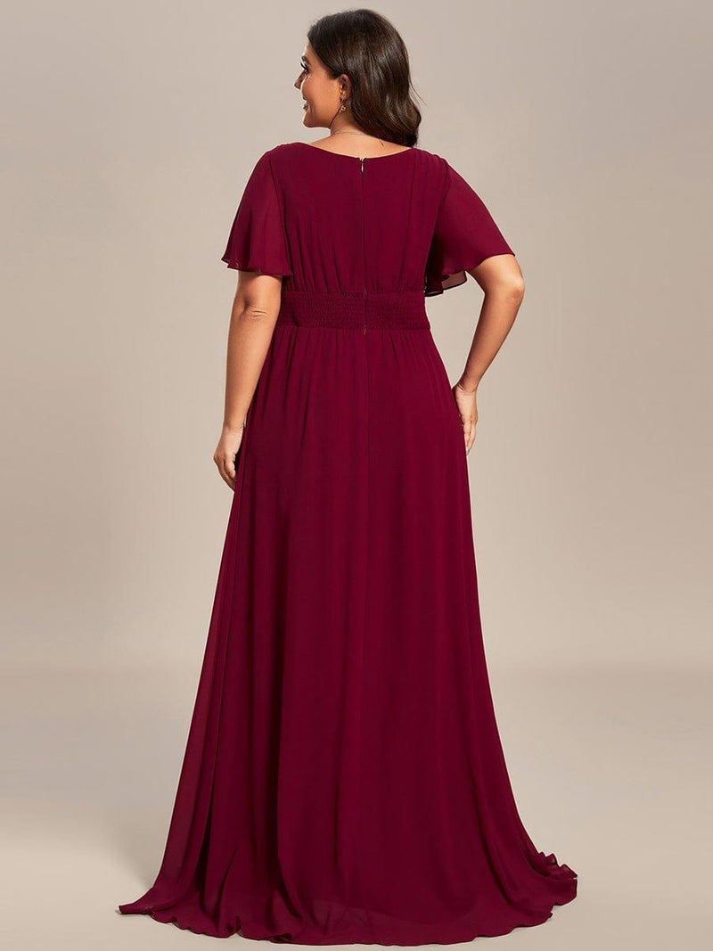 pretty KIMORA|Plus Size Simple Chiffon Pleated A-Line Round Neckline Bridesmaid Dress
