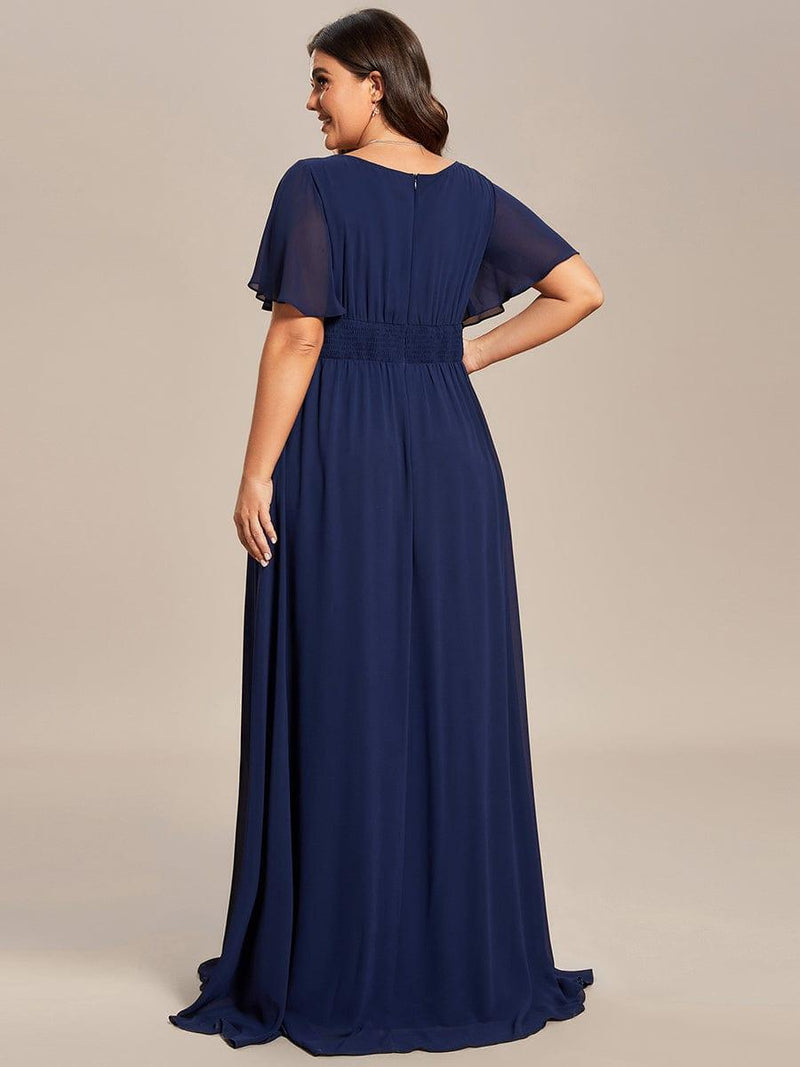 pretty KIMORA|Plus Size Simple Chiffon Pleated A-Line Round Neckline Bridesmaid Dress