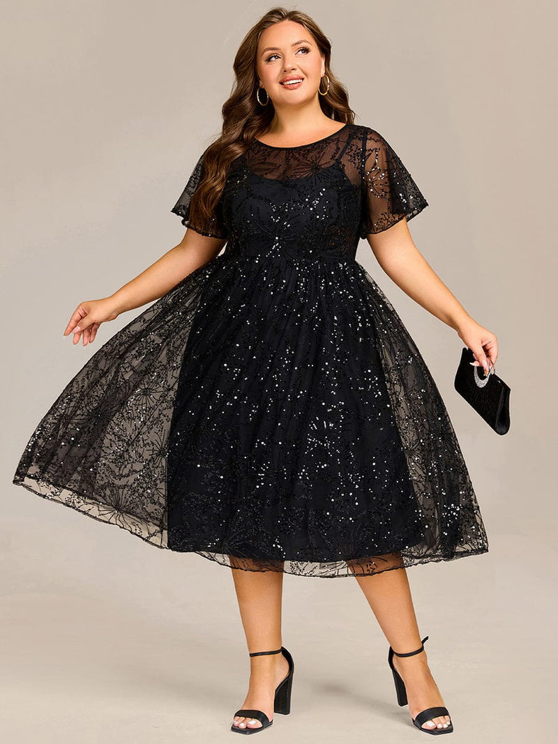 ever ADEL|Plus Size Sequin Midi Wedding Guest Dress