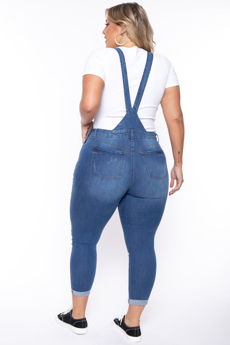 Plus Size Kai Denim Overalls -  Medium Wash