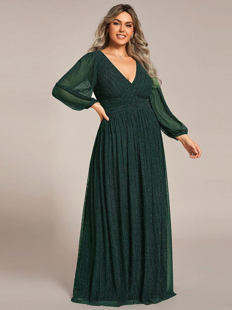 pretty BRYM|Plus Size Sparkle Long Sleeve Formal Evening Dress with A-line Silhouette