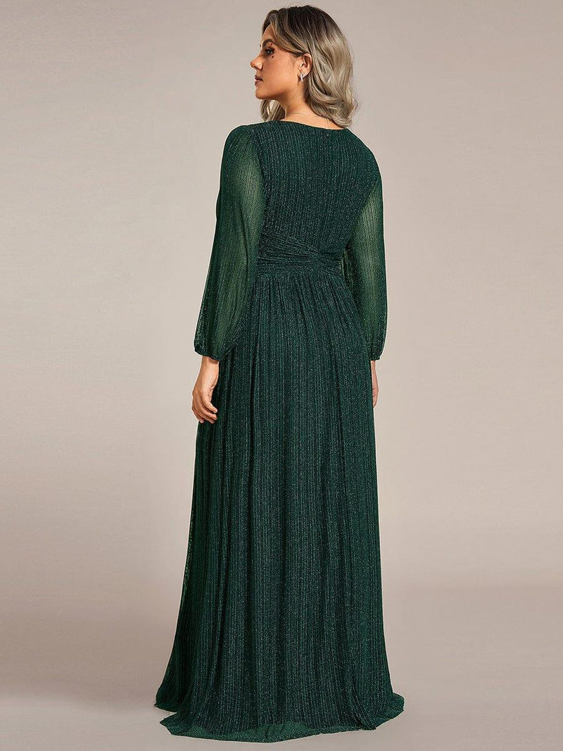 pretty BRYM|Plus Size Sparkle Long Sleeve Formal Evening Dress with A-line Silhouette