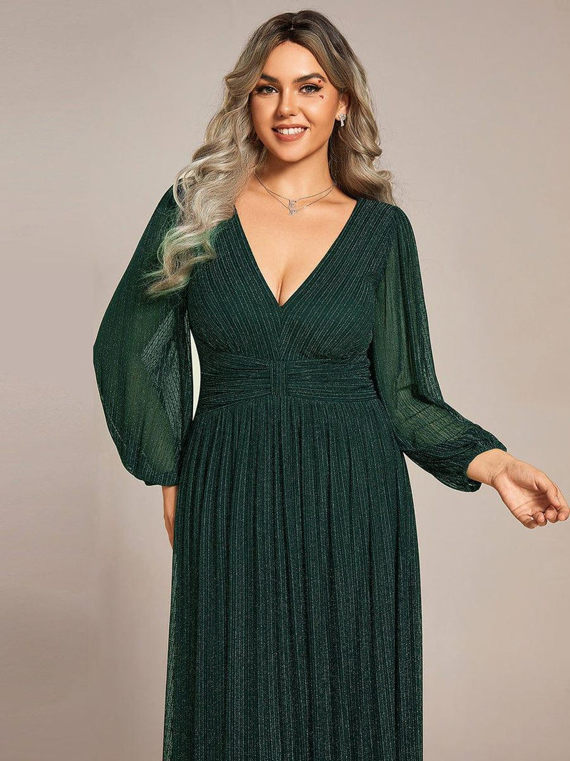 pretty BRYM|Plus Size Sparkle Long Sleeve Formal Evening Dress with A-line Silhouette