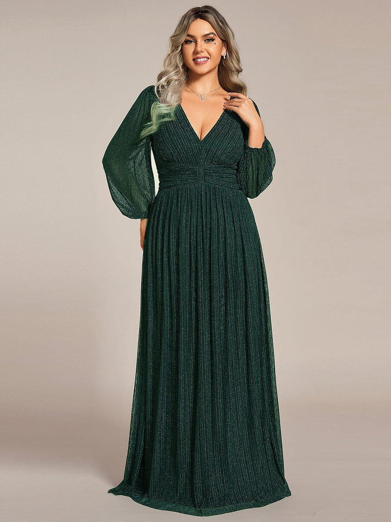 pretty BRYM|Plus Size Sparkle Long Sleeve Formal Evening Dress with A-line Silhouette