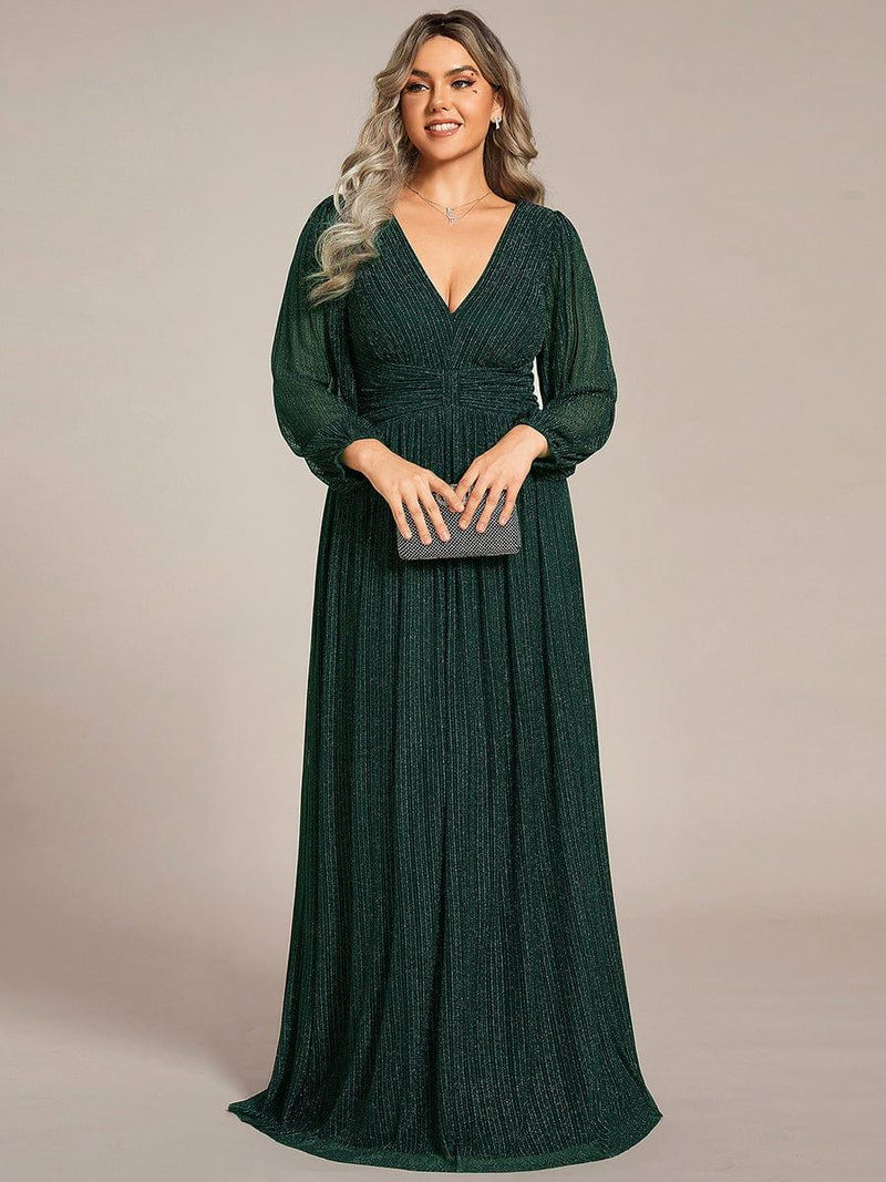 pretty BRYM|Plus Size Sparkle Long Sleeve Formal Evening Dress with A-line Silhouette