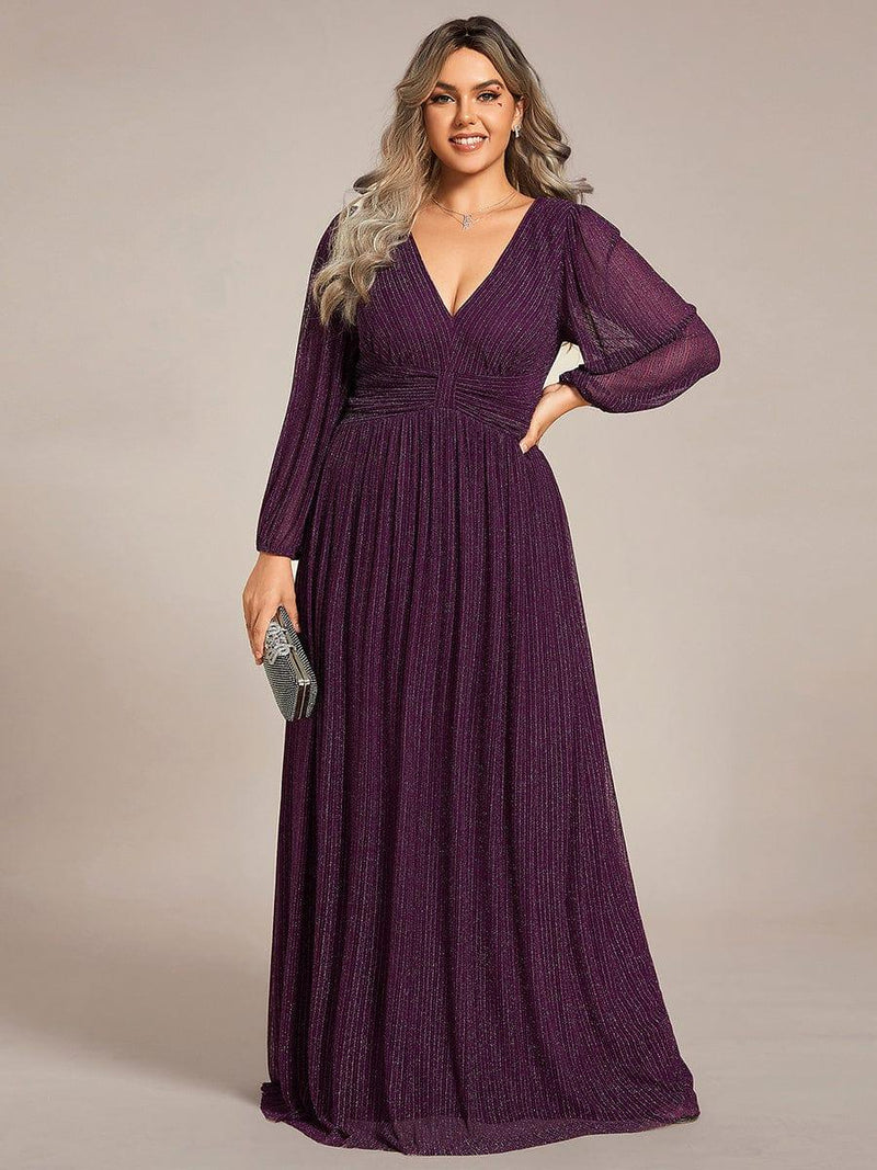 pretty BRYM|Plus Size Sparkle Long Sleeve Formal Evening Dress with A-line Silhouette