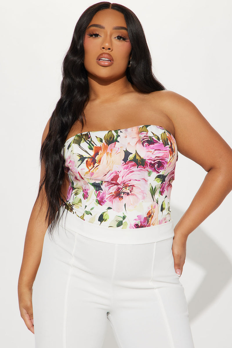 Seasonal Growth Floral Corset Top - White/combo