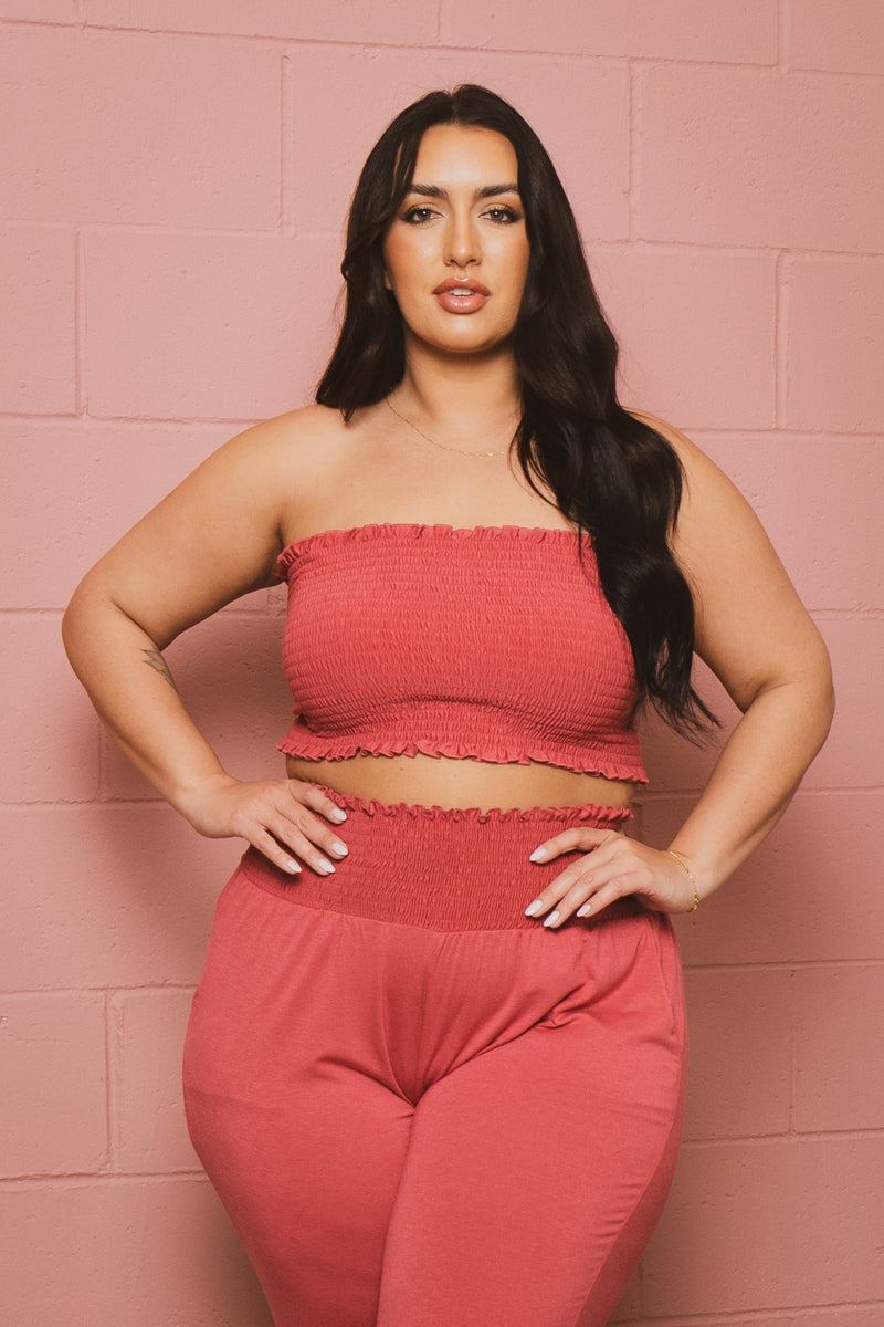 Plus Size Ginara Matching Jogger Set - Rose