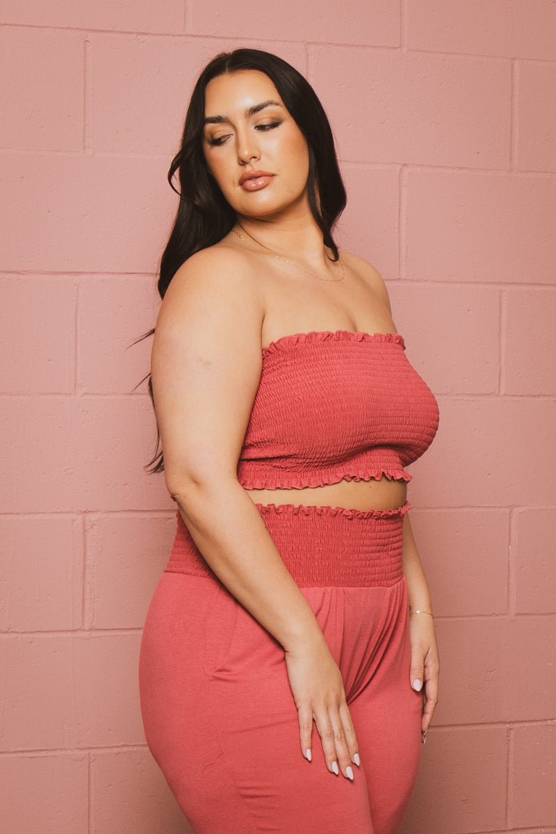 Plus Size Ginara Matching Jogger Set - Rose