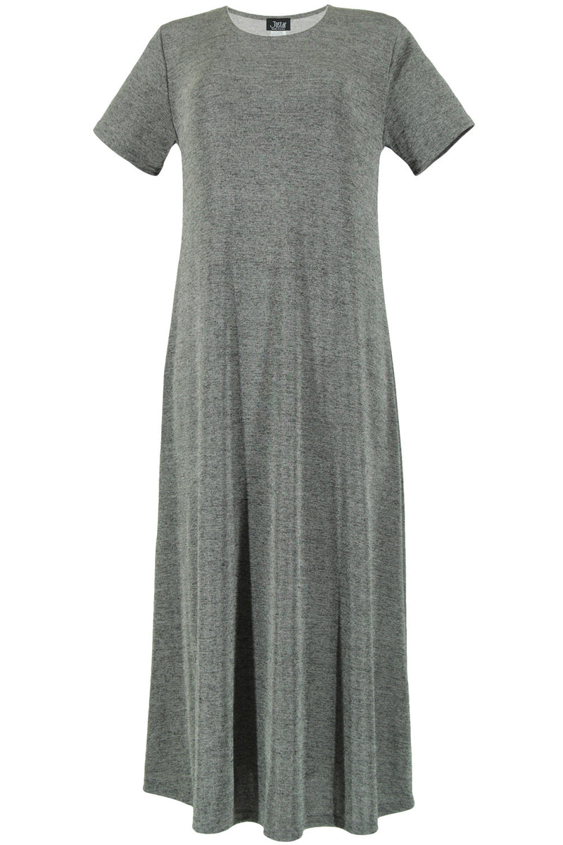 Plus Size Stretchy Long Dress Short Sleeve- 70002BN-SXS1
