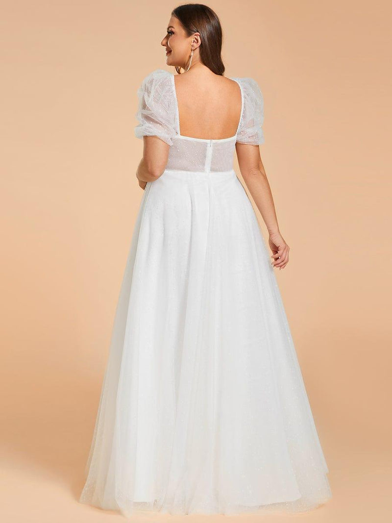 Plus Size Short-Sleeved A-Line Wedding Dress with Sweetheart(Final Sale)