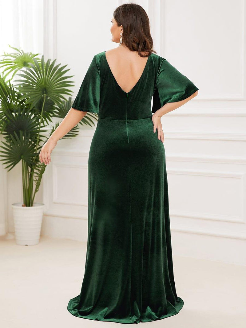 pretty REINE|Vintage Plus Size Velvet Maxi Evening Dress
