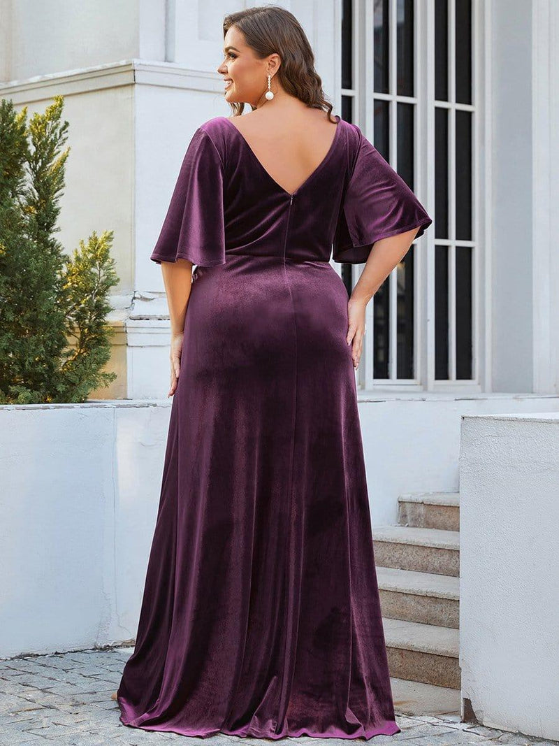 pretty REINE|Vintage Plus Size Velvet Maxi Evening Dress