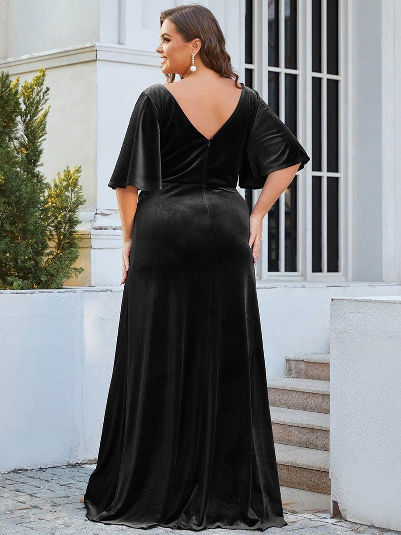 pretty REINE|Vintage Plus Size Velvet Maxi Evening Dress