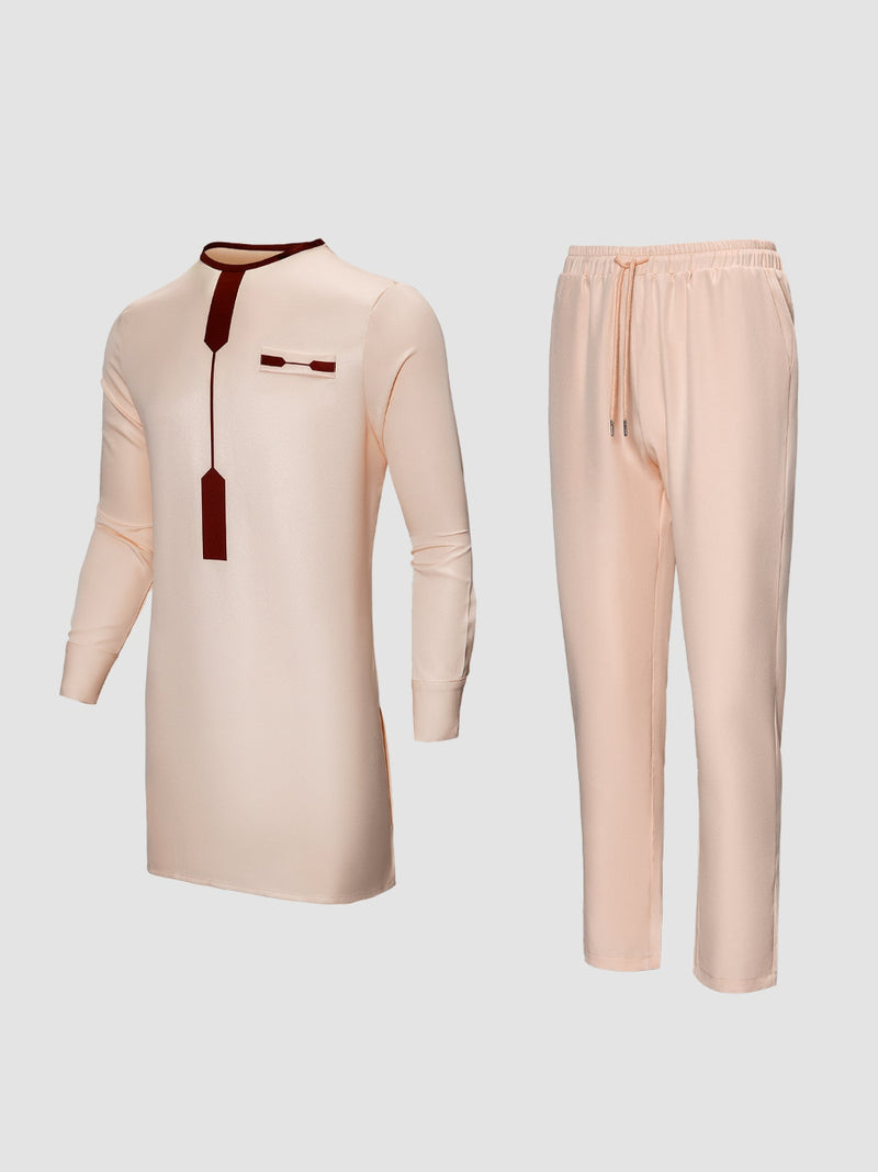 Plus Size Casual Round Neck Printed Men's Set