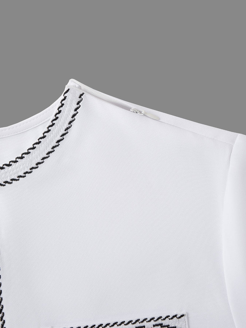 Plus Size White African Embroidered Men's Set