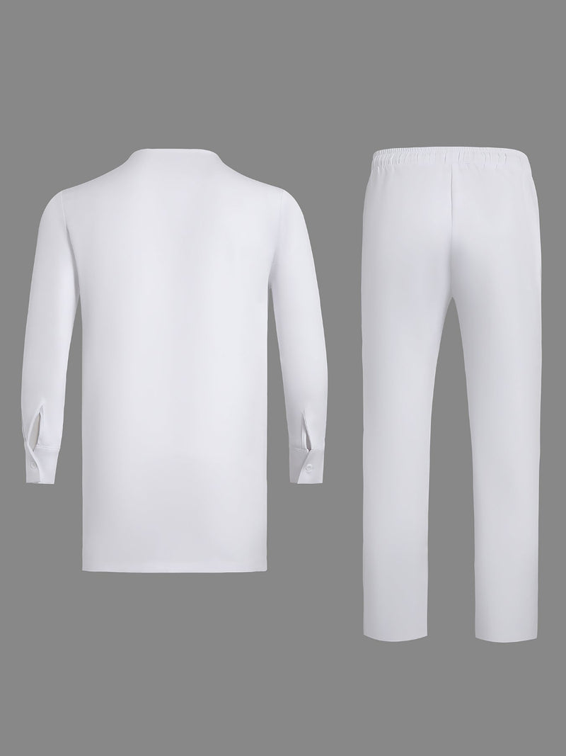 Plus Size White African Embroidered Men's Set