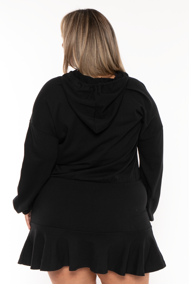 Plus Size Tracie Hoodie Mini Dress - Black