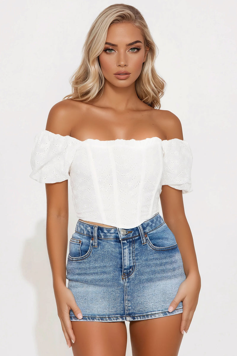 Eliora Eyelet Corset Top - Off White