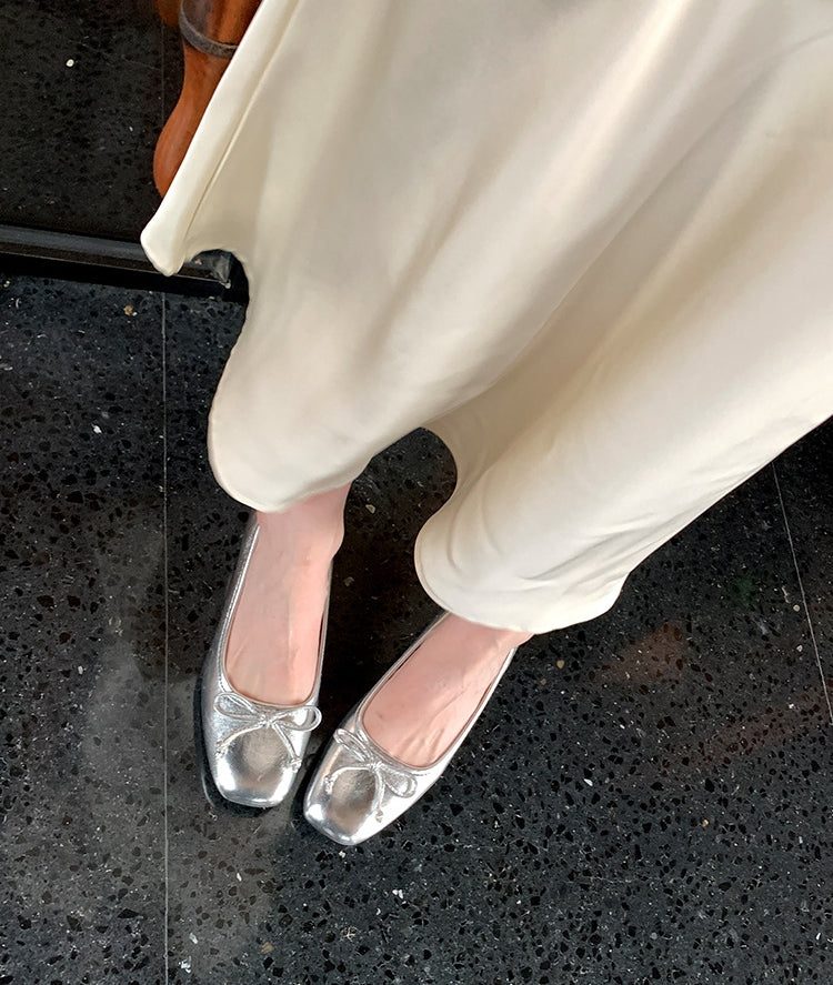 Plus size wide fit silver ballet shoes block heels