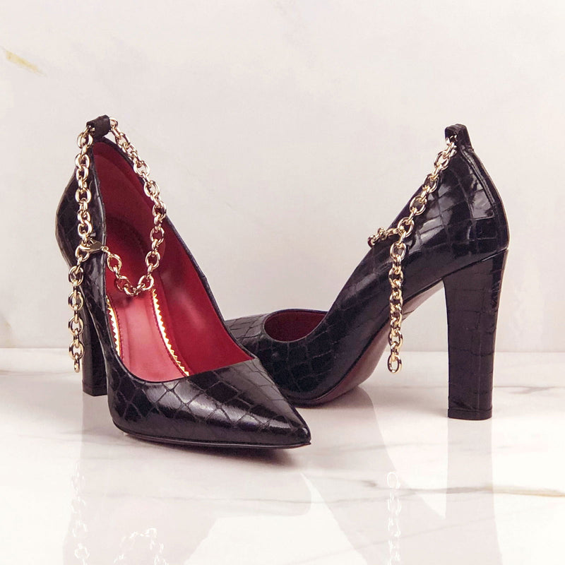 Women's Florence Pointed Toe Leather Heels Wide Plus Size  4775