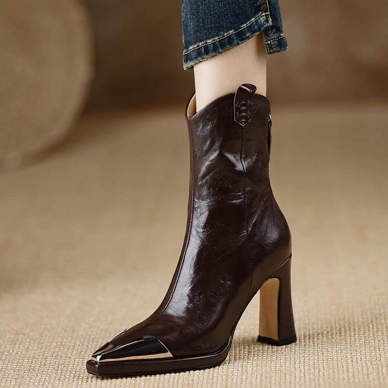 Women's Plus Size Retro Mid-Calf Boots - Pointed Toe & Chic High Heels