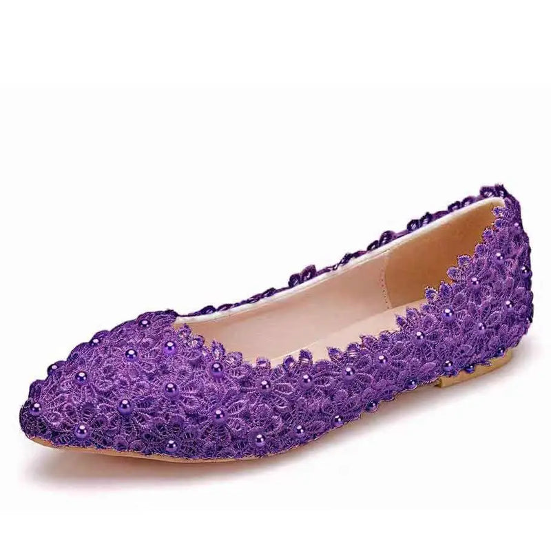 Elegant Plus Size Platform Flats | Lace Slip-On Wedding & Party Shoes