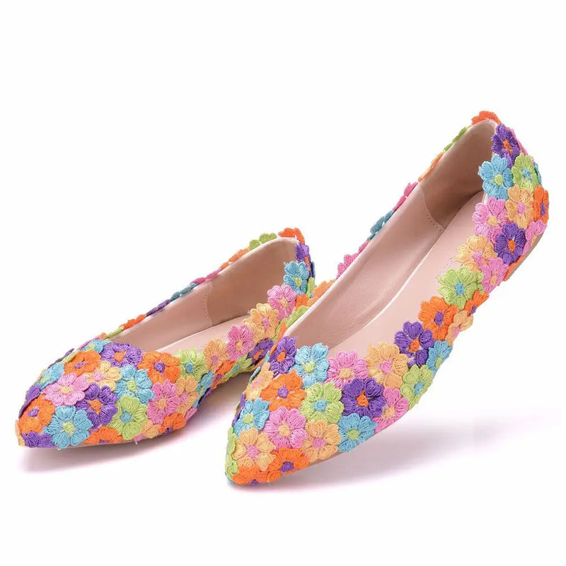 Elegant Plus Size Platform Flats | Lace Slip-On Wedding & Party Shoes