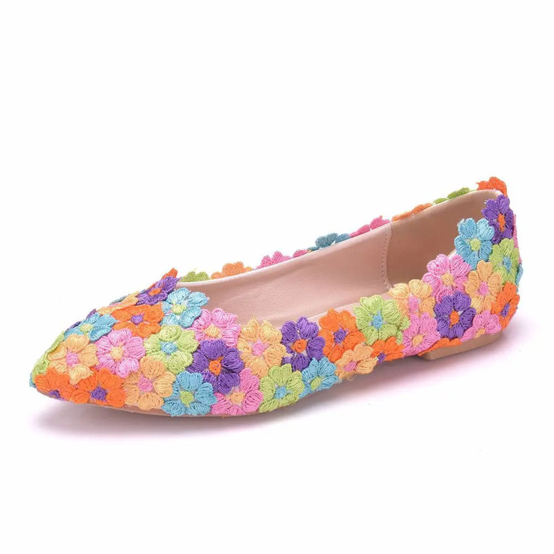 Elegant Plus Size Platform Flats | Lace Slip-On Wedding & Party Shoes