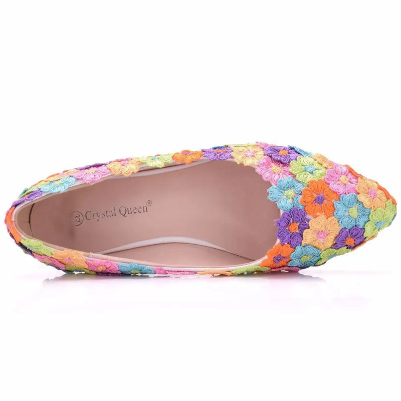 Elegant Plus Size Platform Flats | Lace Slip-On Wedding & Party Shoes