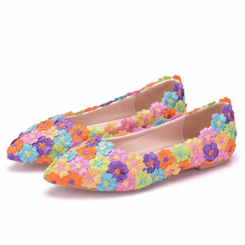 Elegant Plus Size Platform Flats | Lace Slip-On Wedding & Party Shoes