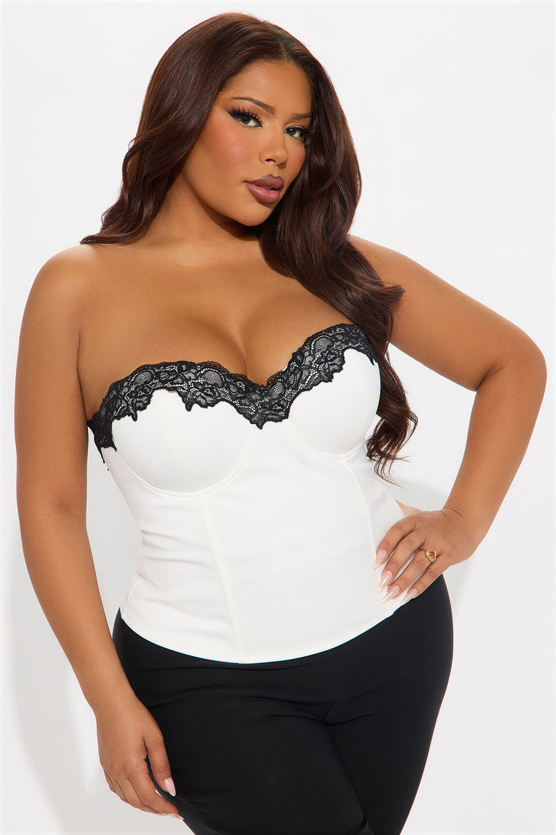 Haven Lace Up Corset Top - White/Black