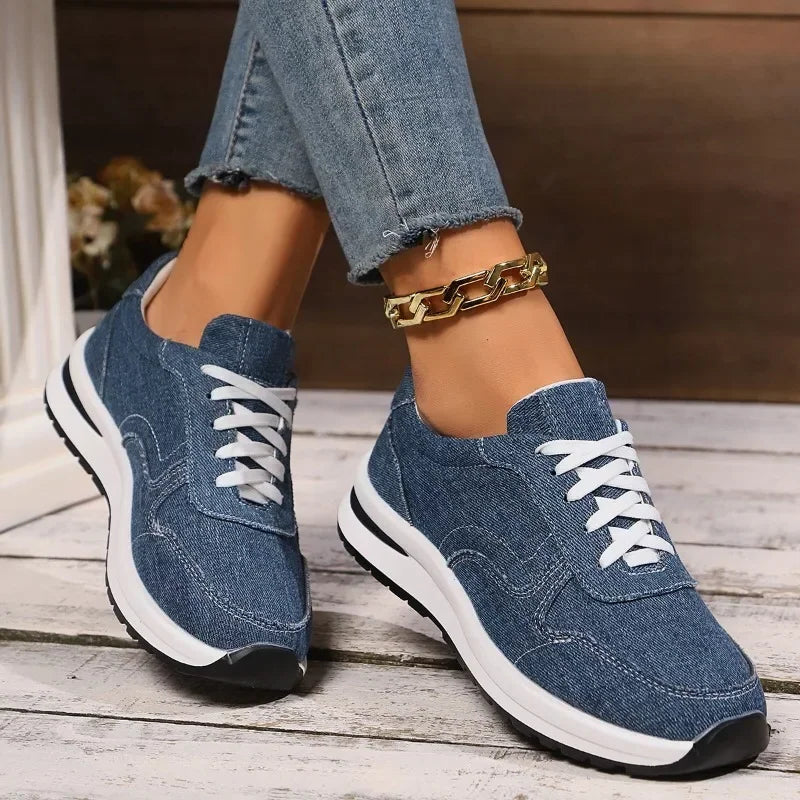 Everyday Queen Women’s Canvas Sneakers — Solid Color Lace-Up Flats, Casual Vulcanized Plus Size Shoes