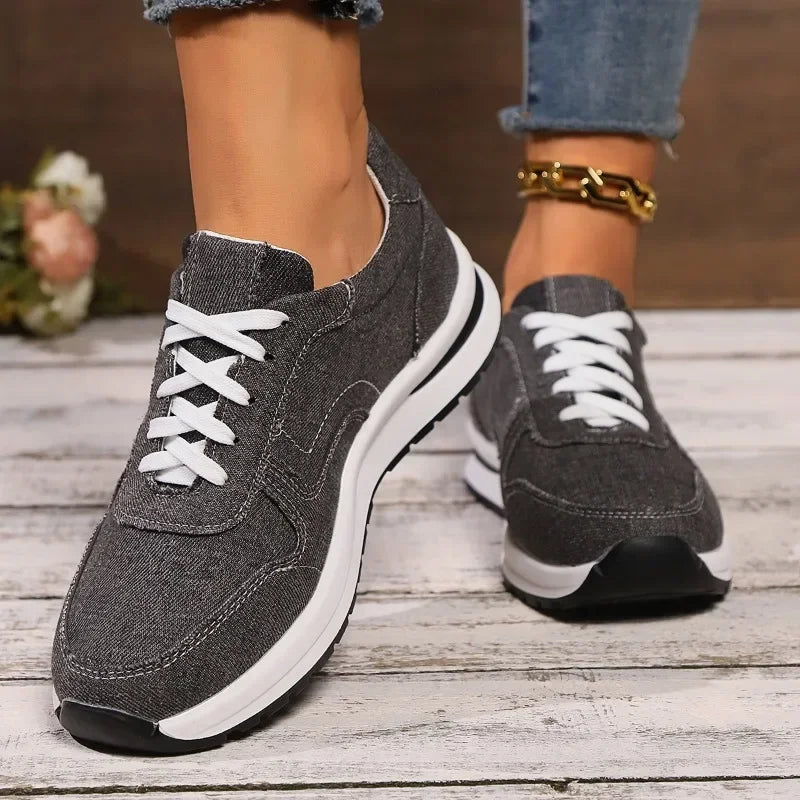 Everyday Queen Women’s Canvas Sneakers — Solid Color Lace-Up Flats, Casual Vulcanized Plus Size Shoes