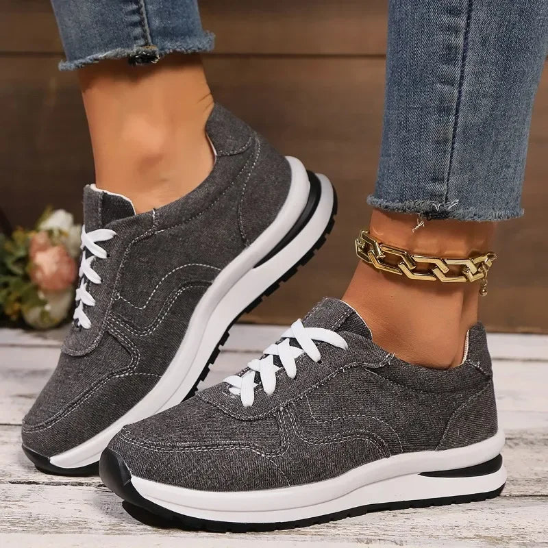 Everyday Queen Women’s Canvas Sneakers — Solid Color Lace-Up Flats, Casual Vulcanized Plus Size Shoes