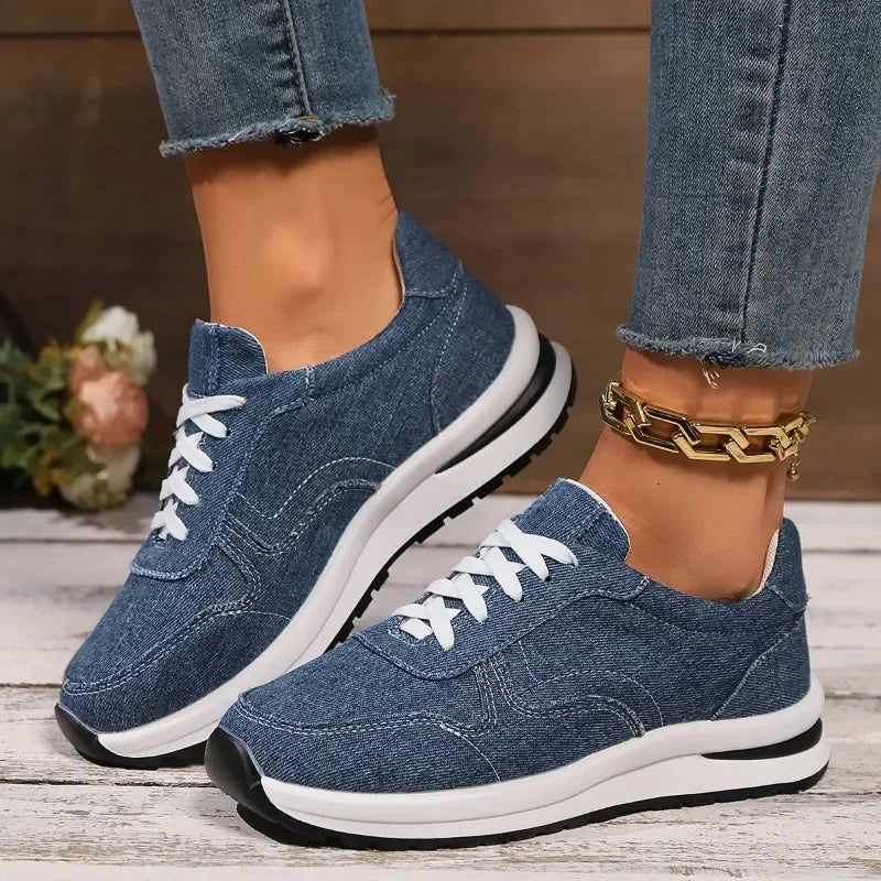 Everyday Queen Women’s Canvas Sneakers — Solid Color Lace-Up Flats, Casual Vulcanized Plus Size Shoes