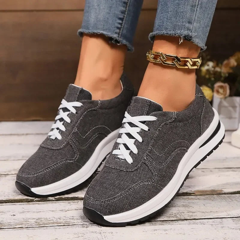Everyday Queen Women’s Canvas Sneakers — Solid Color Lace-Up Flats, Casual Vulcanized Plus Size Shoes