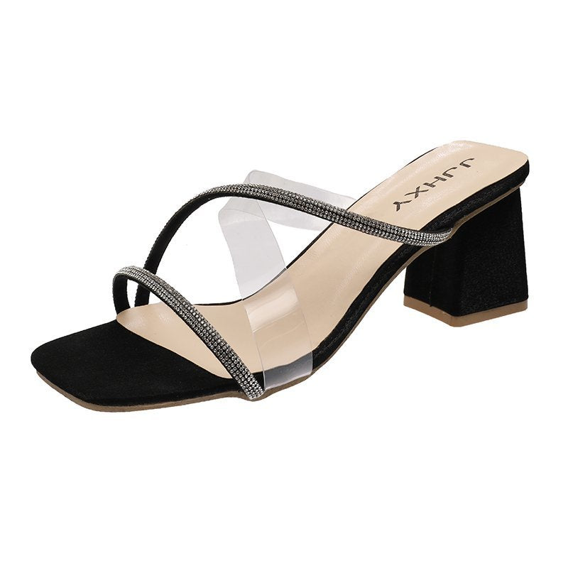 (35-43) Women's Plus Size Diamante Strap Open Toe Sandals Heels Shoes
