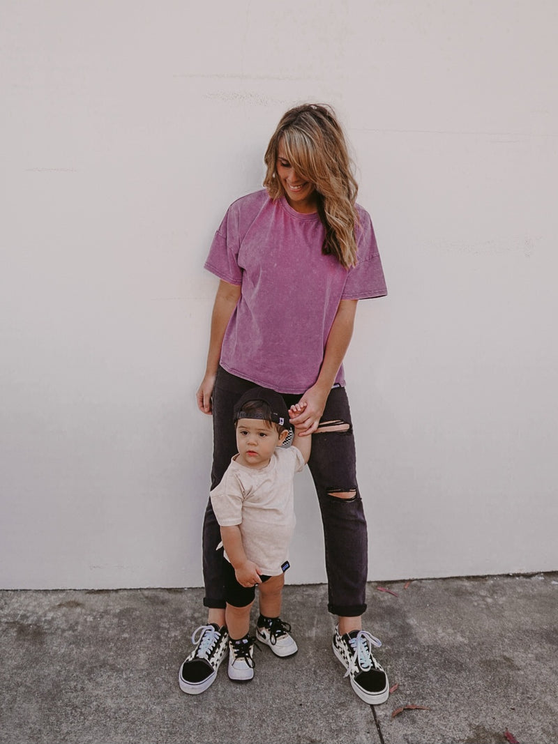 Women's Oversized Tee - Purple Acid Wash