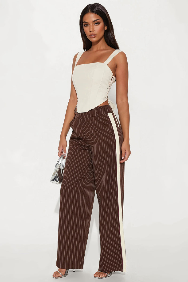 Less Is More Lace Up Corset Top - Beige