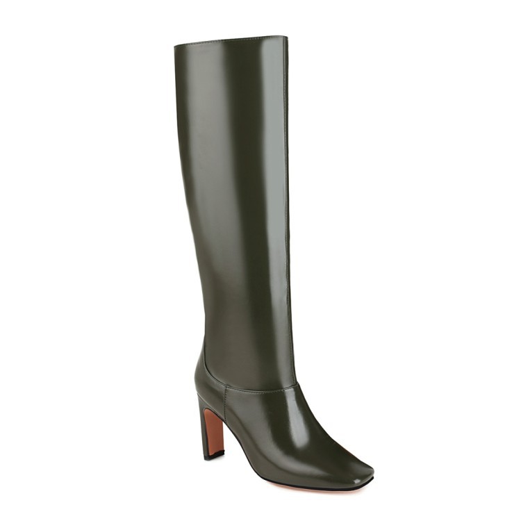 European And American Plus Size Boots Thick Heel Below The Knee