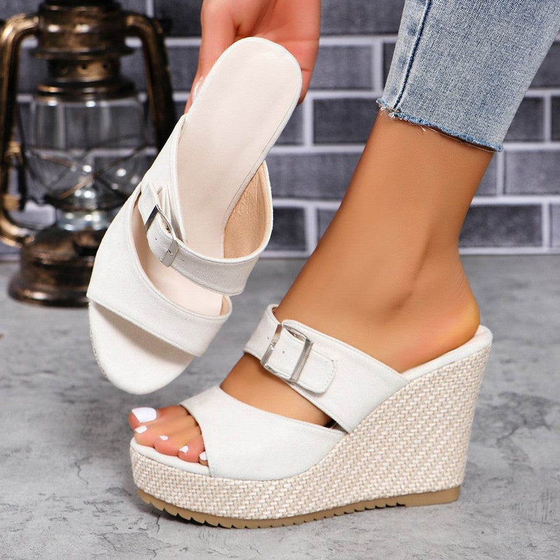 Buycenter Women's Plus Size Wedge Slippers - Thick Bottom, Casual Style