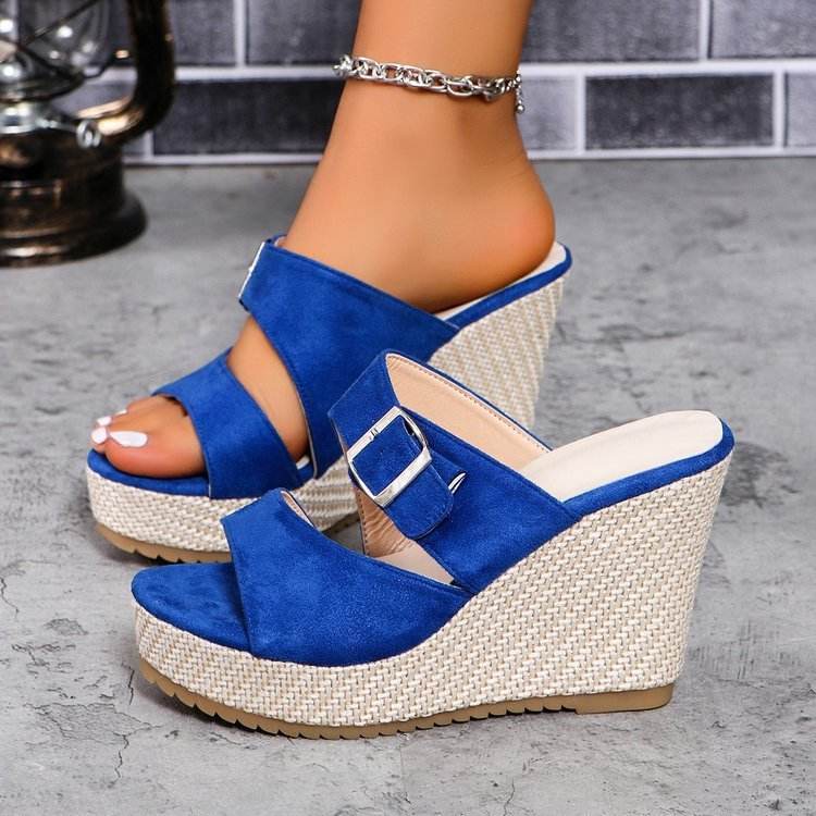 Buycenter Women's Plus Size Wedge Slippers - Thick Bottom, Casual Style
