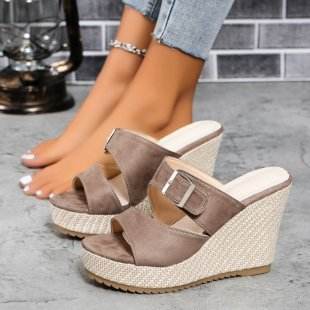 Buycenter Women's Plus Size Wedge Slippers - Thick Bottom, Casual Style