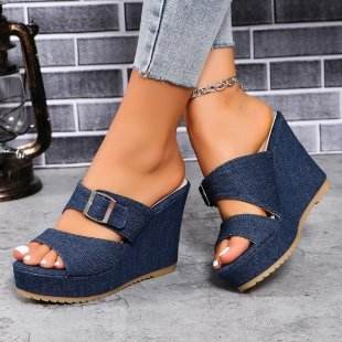 Buycenter Women's Plus Size Wedge Slippers - Thick Bottom, Casual Style